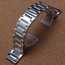 Silver Bracelet Solid Stainless Steel Watch Band Adjustable Strap Metal High Quality Watchband 18mm 20mm 22mm 24mm Mens Womens polished new