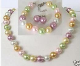 8mm multicolor shell pearl necklace bracelet Earring Set