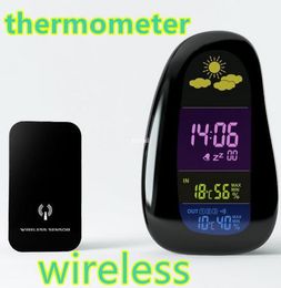 Freeshipping Digital wireless Weather Station Report outdoor indoor Humidity Temperature thermometer LED Alarm Clock Hygrometer 50%