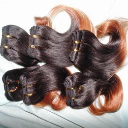 Ombre Colour Wave hair 7pcs/lot 100% Malaysian Human Hair Extension Brown 1B two Colours