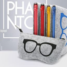 La più nuova custodia per occhiali con cerniera spogliata custodia per occhiali da sole custodia portatile in feltro custodia protettiva Freeshipping 18,5 * 9 cm