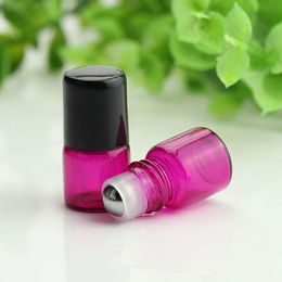 In Stock !! 600pcs/lot 2ml Red Glass ESSENTIAL OIL BOTTLES Mini Roll On Perfume Glass Container with Roller Ball Fragrance Bottles