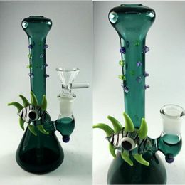 Monster Eye Hookahs Glass Bongs Dark Green Beaker Bubbler Wate Pipes Inline Perc Free Glass Bowls Fashion Oil Rigs