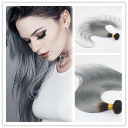 Two Tone Color Ombre Hair Weft Brazilian Straight Human Hair Extensions Remy Hair Bundles 100G/Piece