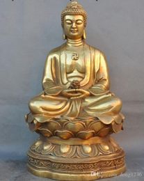 Tibet buddhism temple brass Lotus sakyamuni Shakyamuni Amitabha buddha statue