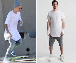 Wholesale-Comfortable soft t shirts cool men's oversized extended t shirt side split t shirt casual swag hip hop tee shirtS- XXXL