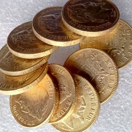 -Hochwertige Frankreich-Full-Sets (1862-1870) -A-B 10 STÜCKE aus Messing-plattierter Gold Napoleon 20 Francs Schöne Münzkopie-Münze