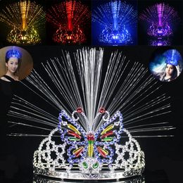 LED Colourful Light Crown Masquerade Christmas Party Headgear Butterfly Crown Fiber-optic Headband Mardi Gras Gifts WX9-119