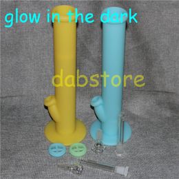 glow in the dark Silicone Water Pipe with nine Colours glass water pipe glass bongs with glass accessories silicone bong free shipping