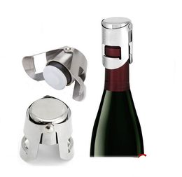 Wine Bottle Stopper Cap Plug Stainless Steel Sparking Champagne Bottle Stopper Cap Rubber Sealer Wine Bar