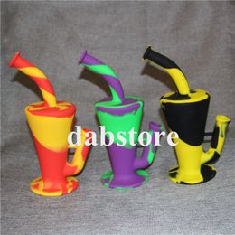 New Design 9 Colors 10.5inches Silicone Water Pipe silicone oil rig Bubbler unbreakabale silicone bongs with glass downstem and bowel