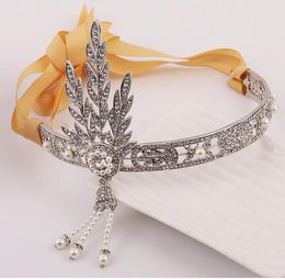 Luxury Bridal Crown Hair Band High Quality Sparkle Beaded Crystals Royal Wedding Crowns Crystal Veil Headband Hair Accessories Party Tiaras