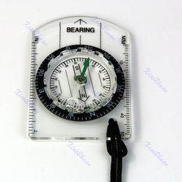 Wholesale-15pcs/lot Mini All in 1 Outdoor Hiking Camping Baseplate Compass MM INCH Measure Ruler great tool for ourdoor