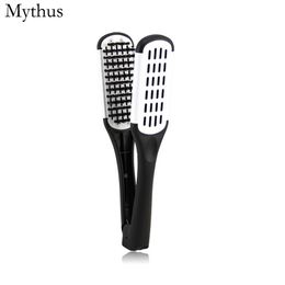 double sides brush straightening hair comb ceramic coated nylon bristle hair brush v shape design salon hair comb