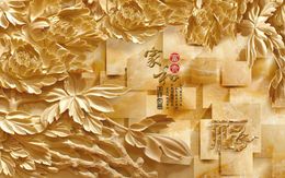 3D wood carving marble stereo TV wall mural 3d wallpaper 3d wall papers for tv backdrop