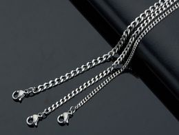 free shipping 50pcs Lot wholesale Jewellery stainless steel silver tone 4mm wide curb link chain necklace women men 18 inch-28inch