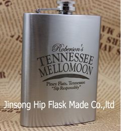 Customised logo engraved hip flask 9 oz