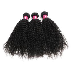 100 Human Hair Brazilian Afro Kinky Curly Virgin Hair Weaves 1B Natural Black 3 4pcs/lot Remy Bundles Top Quality Forawme Hair