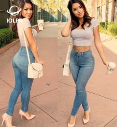 Wholesale- 2016 new women jeans woman pants Raised buttocks high waist jeans push up hip cotton pencil pants jeans length women clothes