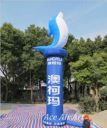 5 Metres H Inflatable Advertising Dolphin Standing On A Pillar For Marine Museum Store Open And Promotion