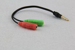 2 to 1 Audio Cable Adapter Line conversion head into two mobile phone headset computer mp3 player game box microphone turn 100pcs/lot