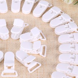 Wholesale-50 Pcs KAM Plastic Pacifier Clip Holder Soother Mam Baby Dummy Clips Chain For 20mm Ribbon 10 Colours S017 white HD113
