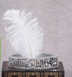 Ostrich Hair Show Headband Sequin Set Diamond Color Play Headdress Indian Adult Feather Head Wear Child Headdress