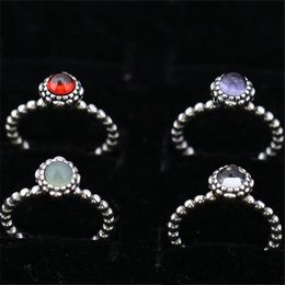 -Charm Ring Size Marked 12 Mesi Regali di compleanno in argento massiccio 925 gioielli in argento stile europeo per Pandora
