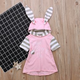 Girls Dresses 2018 New Casual Style Baby Girls Clothes Rabbit Ears Hooded Kids Dresses for Girls Clothing Cotton Toddler Infant Kids Clothes