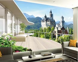 Custom any size fashion decor home decoration for bedroom Stereo Dream Castle Landscape Background Wall