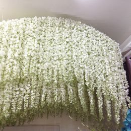 2019 Glamorous Wedding Decorations Birthday Day Party Ideas White Purple Green Red Artificial Silk Flowers Wisteria Vine 3 forks per piece