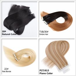 elibess grade 8atape on extensions silk straight blonde color skin weft hair 40pcs pack remy tape in hair