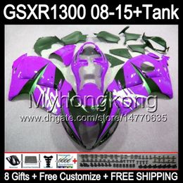 8gifts For SUZUKI Hayabusa GSXR1300 08 15 GSXR-1300 gloss purple 14MY8 GSXR 1300 GSX R1300 08 09 10 11 12 13 14 15 Fairing black purple Kit