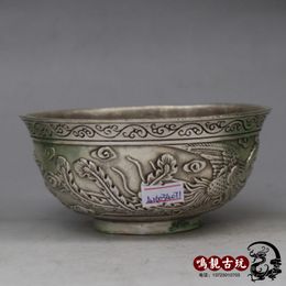 Boutique Wenwan antique old copper Cupronickel hand cast copper bowl chicken bowl bowl handicrafts