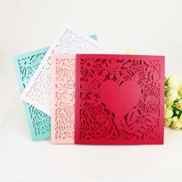 wedding invitations flower laser cut wedding invitations wedding invitations cards Blank Inside page With white envelope, sealing sticker