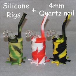 silicone water pipes silicone bongs glass water pipe oil rig clear 4mm thickness 14mm male quartz banger good quality free dhl