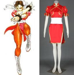 Street Fighter chunli cosplay red outfit womens halloween Costumes