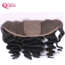 Peruvian Loose Wave Silk Base Lace Frontal Closure Virgin Human Hair Pre-plucked 13x4 Ear to Ear Middle Free Three Part Lace Closure