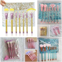 7 Styles Glitter Crystal Makeup Brush Set 7pcs/Set Diamond Brush Professional Highlighter Brushes Concealer Make Up Brush Tool kits with Bag