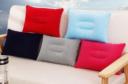 50pcs flocking nap puffs inflatable pillows wholesale outdoor alley camping cushions travel flocking inflatable pillow