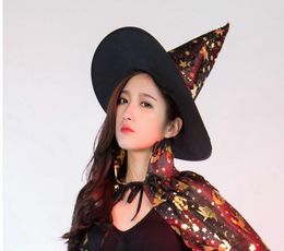 Lady kids witch cap Colourful Star Print Halloween Costume Party Hats Women Men Halloween Costume caps party cosplay hat