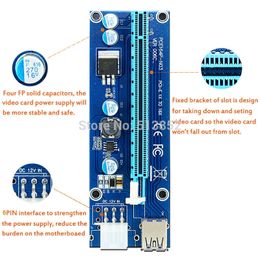 Freeshiping 50pcs/lot 006C PCIe PCI-E PCI Riser Express Card 1x to 16x USB 3.0 Data Cable 6Pin IDE Molex Power Supply for BTC Miner Machine