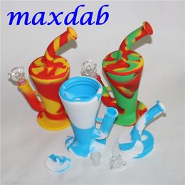 Silicone Oil Rigs hookah Glass Bong Water Pipe with bowl and Down Stem High Quality Silicon RIG 9 Colors