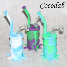 Wholesale Hookahs Mini Silicone Rigs Dab Jar Bongs Jars Water pipe Oil Drum Rig silicon waterpipes bubbler bong