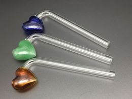 10pcs Fashion glass pipes sweat-heart Smoking Handle Pipes Mini Smoking Pipes Hand Blow Glass Pipe Oil rigs for smoking water pipe