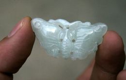 Manual sculpture, natural white jade butterfly pendant. The choice of beautiful girl.