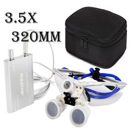 3.5X 320mm wearing Binocular Loupes + LED Head Light Lamp + Protective Case Archaeology Cultural relics Ore observation Microscope