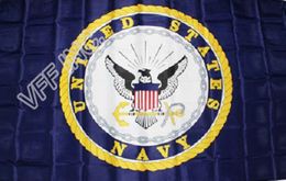 Blue US Navy Crest Seal Emblem Flag 3ft x 5ft Polyester Banner Flying 150* 90cm Custom outdoor AF39