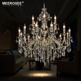 Modern Luxury Crystal Chandelier Light Fixture Brass Europe Pendant Lamp Lampara de techo Dining room Living room Home Lighting MD8701 18 Lights