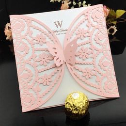 wedding invitations laser cut wedding invitations cards chinese wedding invitations butterfly greeting cards with Inside and Envelope label